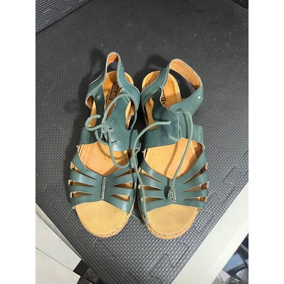 PIKOLINOS Flat Sandals Leather Marazul Emerald Shoes Womens‎ 42 US 11 - Picture 2 of 6